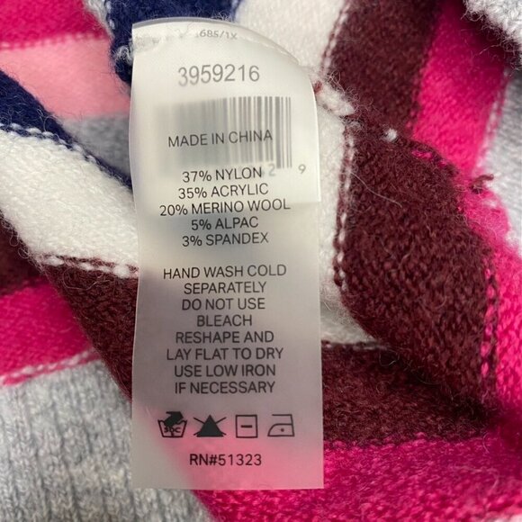 Court & Rowe Striped Merino Wool Crew Neck Sweater Womens Plus size 1X - Picture 4 of 6